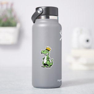Süßer Kawaii-König-Dinosaurier Mit Kronen-Vinyl-Au Aufkleber
