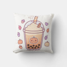 Süßer Kawaii-Kürbis-Gewürz-Boba-Wurfkissen