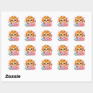 Süßer Kawaii-Leo-Löwe-Name Pastell-Rosa-Krone Funk Quadratischer Aufkleber