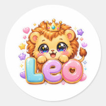 Süßer Kawaii-Leo-Löwe-Name Pastell-Rosa-Krone Funk