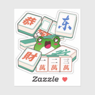 Süßer Kawaii Mahjong Frosch Gamer Aufkleber