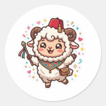 Süßer Kawaii marokkanischer Eid al-Adha-Schaf-Fezz