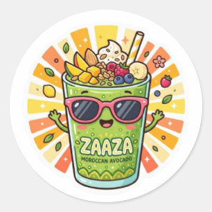 Süßer Kawaii-Marokkanischer Zaaza-Sommer-Avocado-A Runder Aufkleber