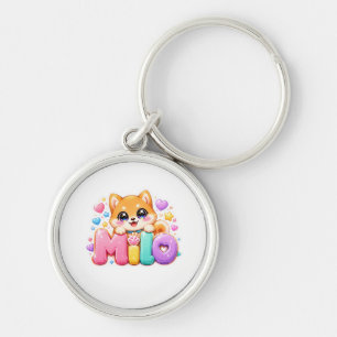 Süßer Kawaii Milo Hund Name Pastell Rosa Funkelnd Schlüsselanhänger