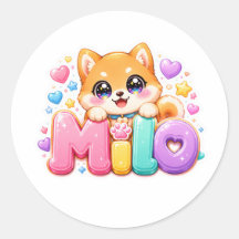 Süßer Kawaii Milo Hunde Name Pastell Rosa Funkelnd