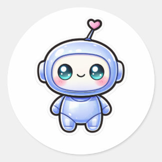 Süßer Kawaii-Mini-Roboter Runder Aufkleber