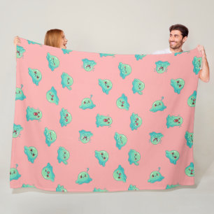 Süßer Kawaii-Mintgrüner-Blobs-Geist-Pastellrosa Fleecedecke