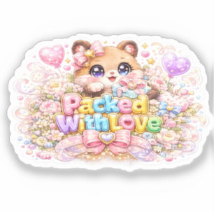 Süßer Kawaii-Mit-Liebe-Verpackter-Teddybär-Pastell Aufkleber
