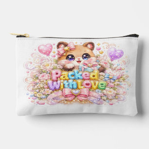 Süßer Kawaii-Mit-Liebe-Verpackter-Teddybär-Pastell Zubehörtasche