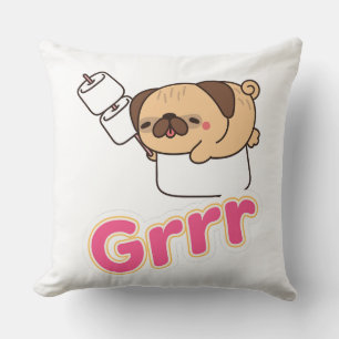 Süßer Kawaii-Mops mit Marshmallows Grrr Kissen