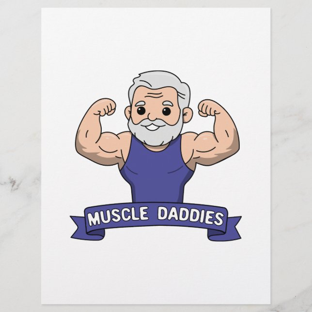 Süßer Kawaii-Muskel-Daddy bärtiger Bodybuilder Briefbogen (Vorderseite)