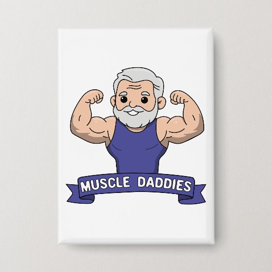 Süßer Kawaii-Muskel-Daddy bärtiger Bodybuilder Button (Vorderseite)