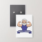 Süßer Kawaii-Muskel-Daddy bärtiger Bodybuilder Button (Vorderseite/Rückseite)