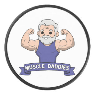 Süßer Kawaii-Muskel-Daddy bärtiger Bodybuilder Eishockey Puck