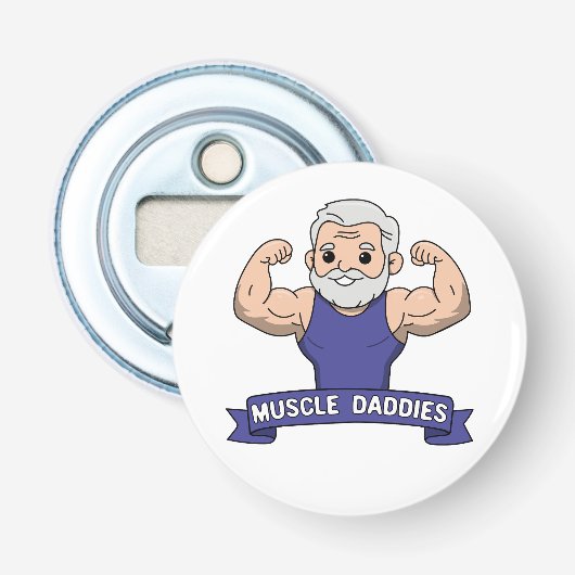 Süßer Kawaii-Muskel-Daddy bärtiger Bodybuilder Flaschenöffner (Vorderseite)