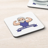 Süßer Kawaii-Muskel-Daddy-Bärtiger-Bodybuilder Getränkeuntersetzer (Linke Seite)