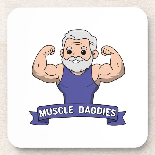 Süßer Kawaii-Muskel-Daddy-Bärtiger-Bodybuilder Getränkeuntersetzer (Vorderseite)