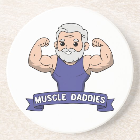 Süßer Kawaii-Muskel-Daddy-Bärtiger Bodybuilder Getränkeuntersetzer (Vorne)