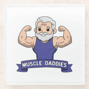 Süßer Kawaii-Muskel-Daddy-Bärtiger-Bodybuilder Glasuntersetzer
