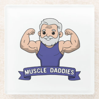 Süßer Kawaii-Muskel-Daddy-Bärtiger-Bodybuilder Glasuntersetzer