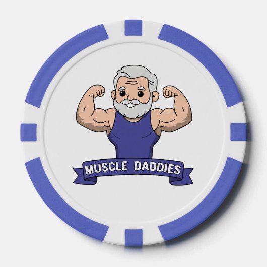 Süßer Kawaii-Muskel-Daddy bärtiger Bodybuilder Pokerchips (Vorderseite)