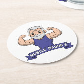 Süßer Kawaii-Muskel-Daddy-Bärtiger-Bodybuilder Runder Pappuntersetzer (Angewinkelt)