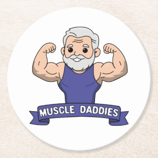 Süßer Kawaii-Muskel-Daddy-Bärtiger-Bodybuilder Runder Pappuntersetzer