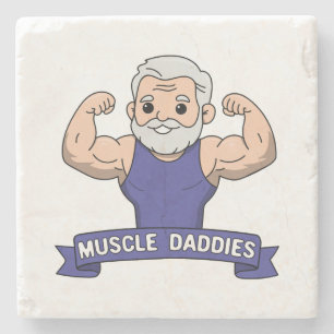 Süßer Kawaii-Muskel-Daddy bärtiger Bodybuilder Steinuntersetzer