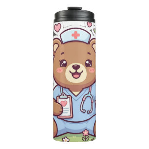 Süßer Kawaii-Nurse-Teddybär-Edelstahl-Wasser Thermosbecher