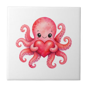 Süßer Kawaii-Oktopus mit Herz Fliese