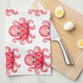 Süßer Kawaii-Oktopus mit Herz Geschirrtuch (Viertel Falte)