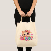 Süßer Kawaii Oliver Katzenname Pastellrosa Funkeln