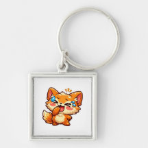 Süßer Kawaii Orange Fuchs Lachend Weinend TränenSt