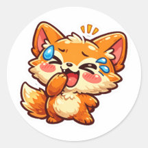 Süßer Kawaii-Orangener Fuchs lacht und weint Träne