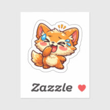 Süßer Kawaii-Orangener Fuchs lacht weinend Tränen-