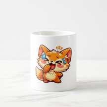 Süßer Kawaii-Orangener Fuchs lacht weinend Tränen-