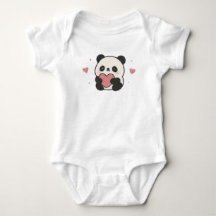 Süßer Kawaii-Panda mit Herz Valentinstagsliebe Baby Strampler