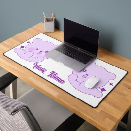 Süßer Kawaii Pastell-Lila Bär mit individuellem Na Schreibtischunterlage