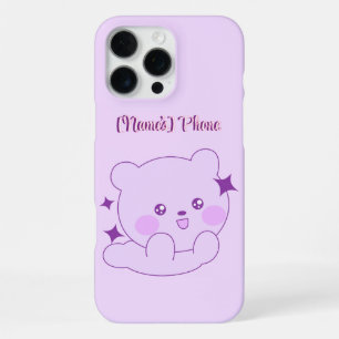 Süßer Kawaii-Pastell-Lila-Glitzer-Bärenjunges-Desi iPhone 16 Pro Max Hülle