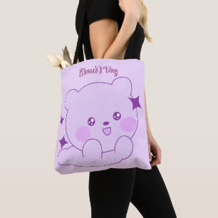 Süßer Kawaii Pastell Lila Glitzernder Bärchen Cust Tasche