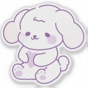 Süßer Kawaii Pastell Lila Hängeohren Welpe Aufkleber