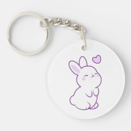 Süßer Kawaii Pastell Lila Hase Herz Acryl Schlüsselanhänger