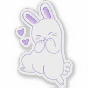 Süßer Kawaii Pastell-Lila Lachender Schüchterner H Aufkleber