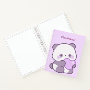 Süßer Kawaii-Pastell-Lila-Panda mit Herz individue Notizblock