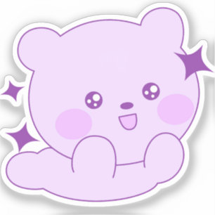 Süßer Kawaii-Pastell-Lila-Sparkling-Bärchen-Custom Aufkleber