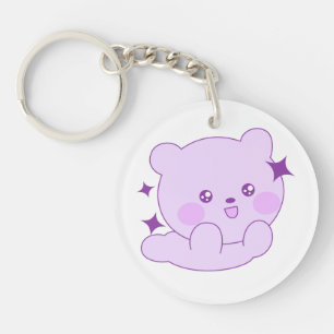 Süßer Kawaii Pastell Lila Sternenbär Acryl Schlüsselanhänger