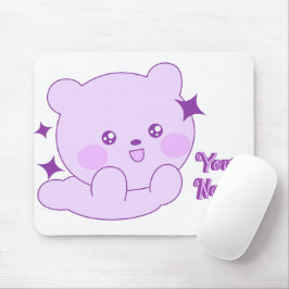 Süßer Kawaii Pastelllila Bär mit individuellem Nam Mousepad