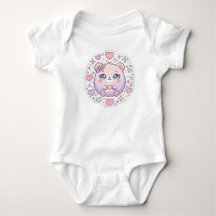 Süßer Kawaii-Pastellrosa-Bären-Herzen-Baby-Body