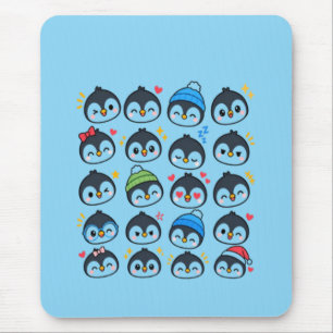 Süßer Kawaii Pinguin-Emoji-Muster Lustiges Cartoon Mousepad