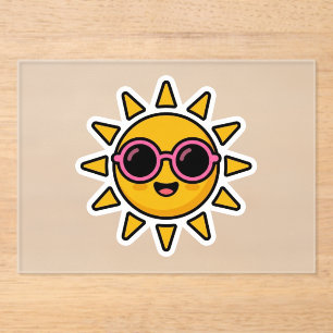 Süßer Kawaii Retro-Sonne mit rosa Sonnenbrille im Acryleinladungen